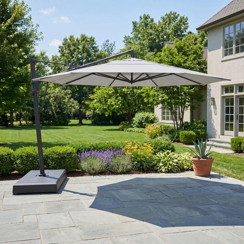 13' Designer Octagon AKZ+ Infinite Tilt Cantilever Umbrella - Natural - The Great Escape