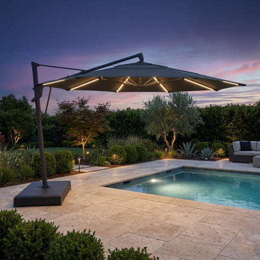 13 foot side post patio umbrellas 13x13 ft / 11x15 ft Outdoor Umbrella The assembly is a breeze JEAREY 9-ft Aluminum Blue Crank