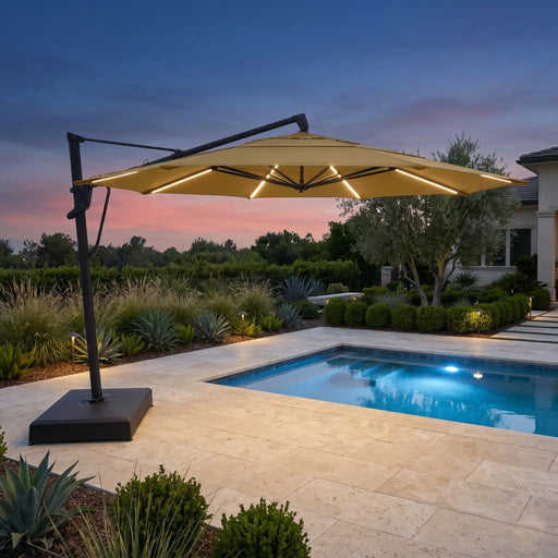 13' Designer Octagon AKZ+ Starlux Cantilever Umbrella Heather Beige - The Great Escape
