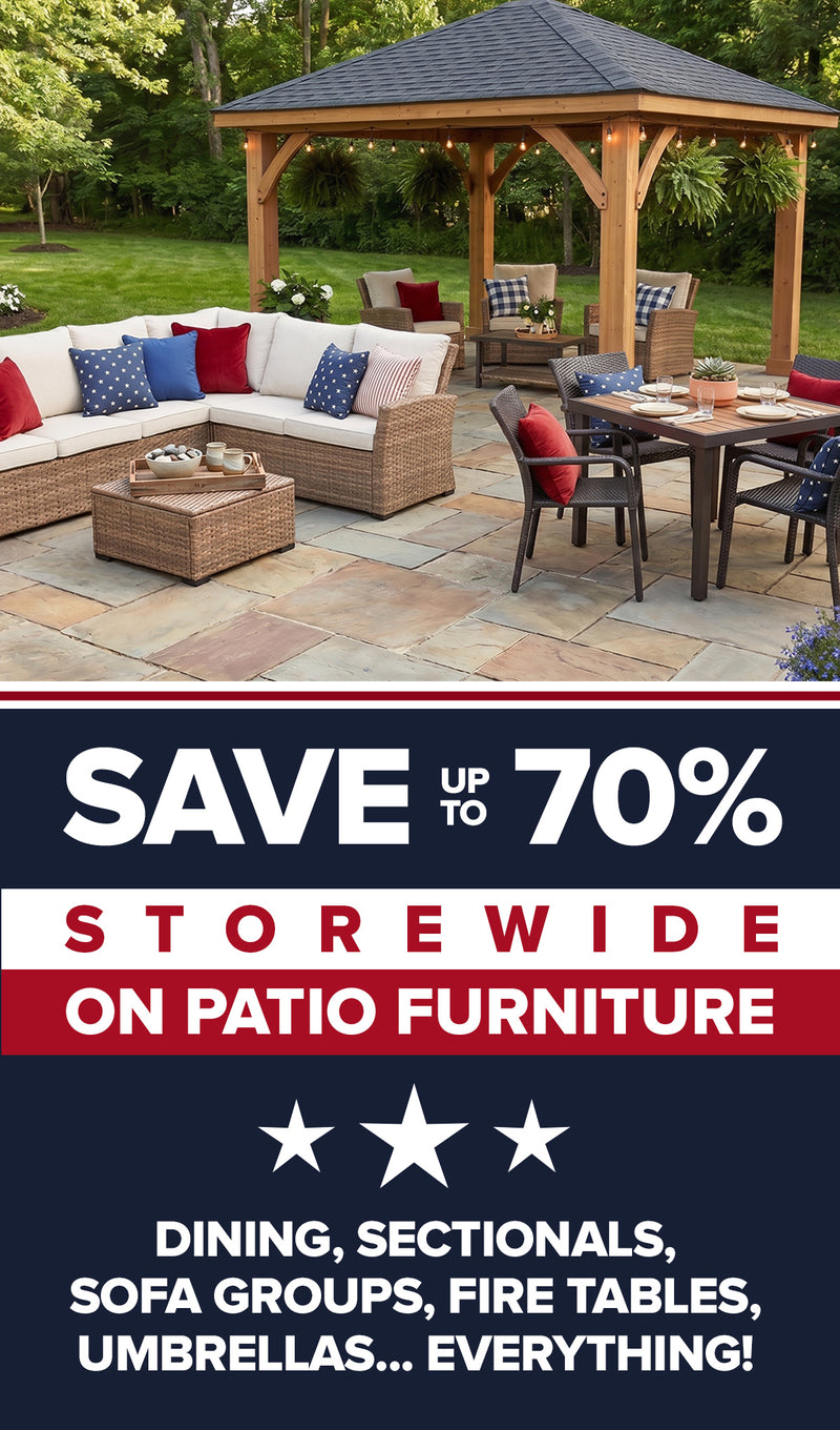 SAVE UP TO 70% STOREWIDE ON PATIO FURNITURE - DINING, SECTIONALS, SOFA GROUPS, FIRE TABLES, UMBRELLAS ... EVERYTHING! - The Great Escape