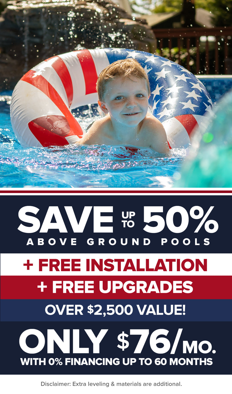 SAVE UP TO 50% ABOVE GROUP POOLS +FREE INSTALLATION +FREE UPGRADES OVER $2,500 ONLY $76/MO. WITH 0% FINANCING UP TO 60 MONTHS