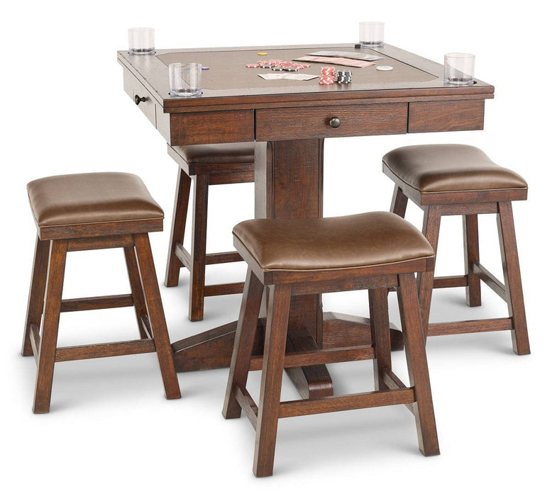 Cumberland 36"Sq Game Table w/ 4 Backless Stools - The Great Escape