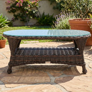 Glenview Roasted Pecan Coffee Table W/Glass - The Great Escape