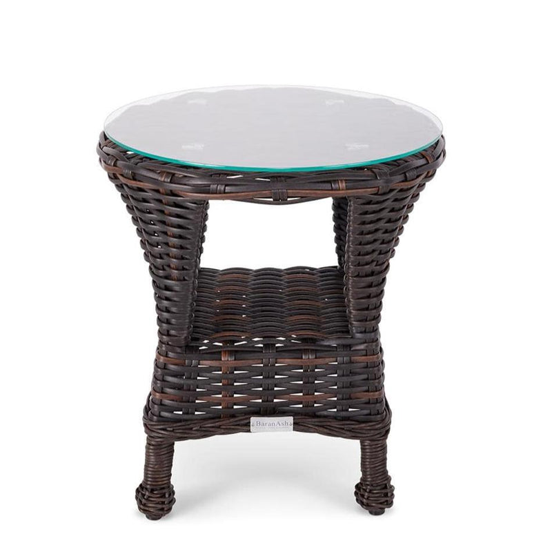 Glenview Roasted Pecan End Table W/Glass - The Great Escape