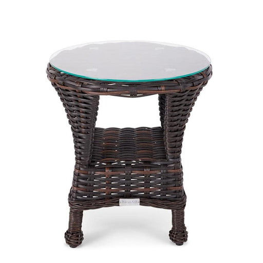 Glenview Roasted Pecan End Table W/Glass - The Great Escape