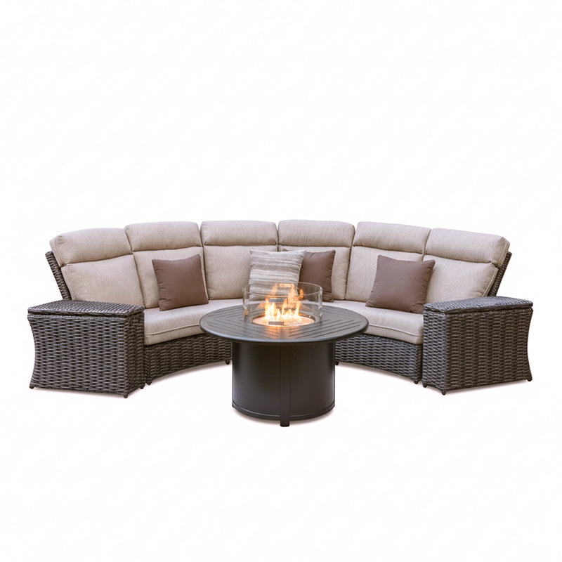 Kampala 5 Piece Curved Sectional Firepit Group - The Great Escape