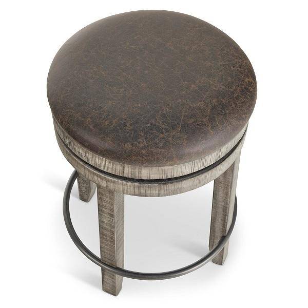 Kingston Backless Swivel Stool - Rustic Grey - The Great Escape