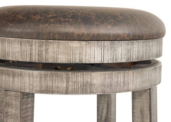 Kingston Backless Swivel Stool - Rustic Grey - The Great Escape