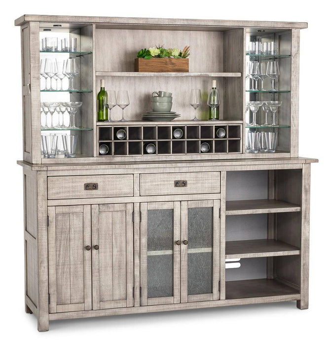 Kingston Buffet & Hutch Back Bar in Rustic Grey - The Great Escape