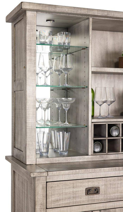 Kingston Buffet & Hutch Back Bar in Rustic Grey - The Great Escape