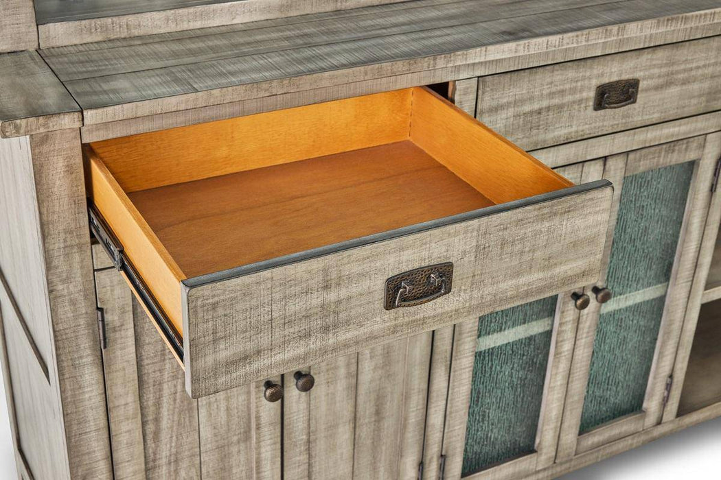 Kingston Buffet & Hutch Back Bar in Rustic Grey - The Great Escape