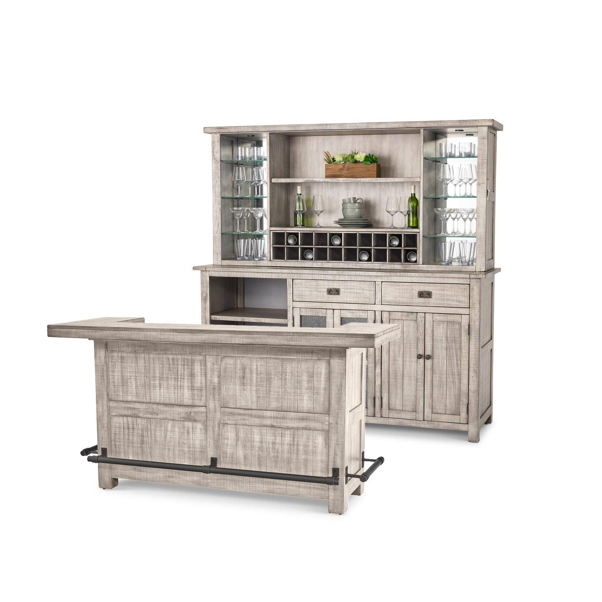 Kingston Bar and Hutch Set - Rustic Grey — The Great Escape