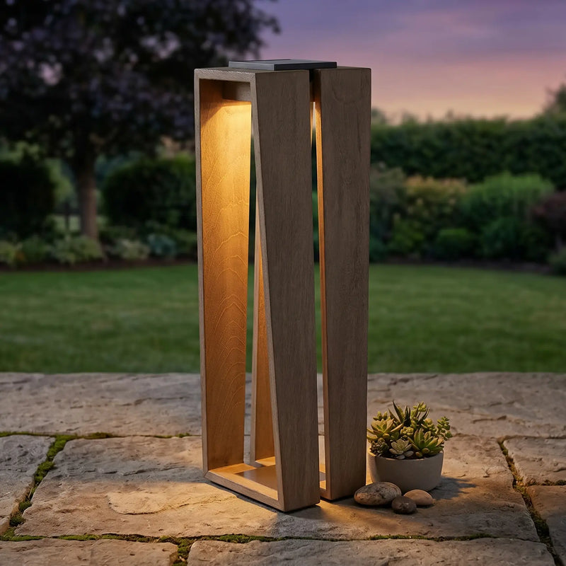 Loft 25" Weathered Teak Solar Lantern - The Great Escape