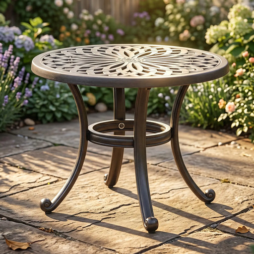 Mayfair 24" Round Desert Bronze Tea Table - The Great Escape