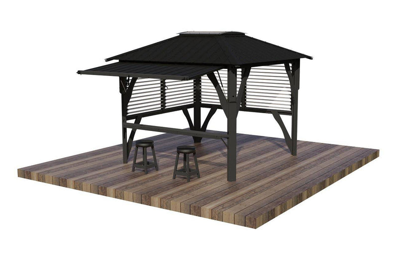 Napa Louvered Gazebo W/ Side Bar & 2 Barstools - The Great Escape