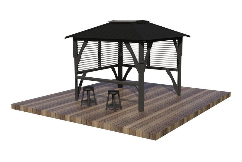 Napa Louvered Gazebo W/ Side Bar & 2 Barstools - The Great Escape