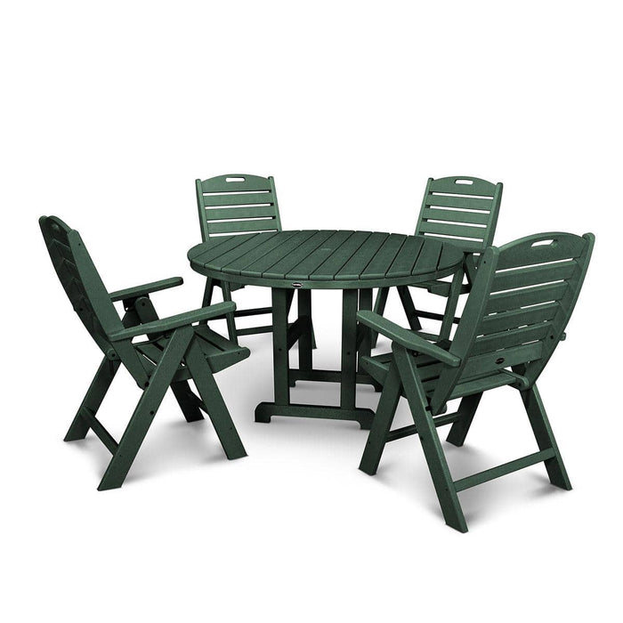 Nautical Folding Highback 5 Piece Farmhouse Dining Set - The Great Escape