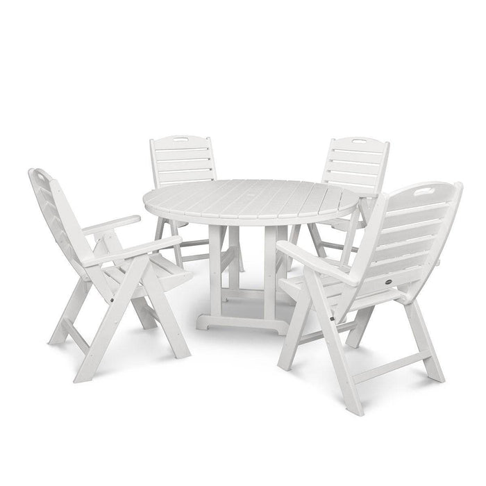 Nautical Folding Highback 5 Piece Farmhouse Dining Set - The Great Escape