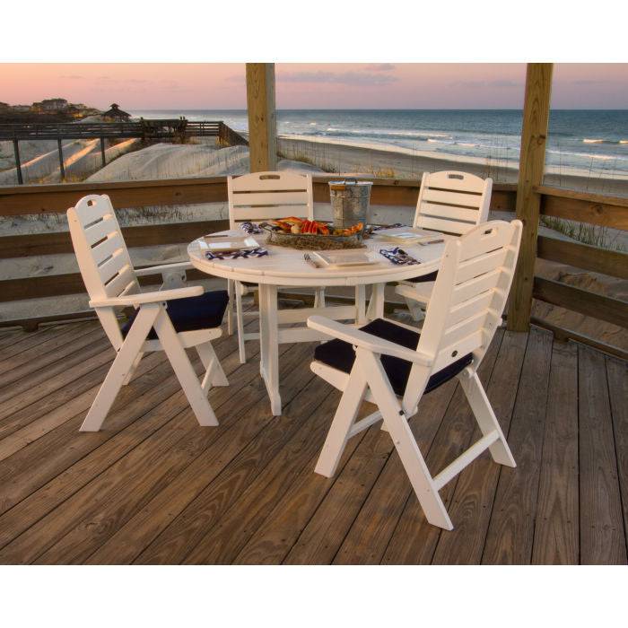 Nautical Folding Highback 5 Piece Farmhouse Dining Set - The Great Escape