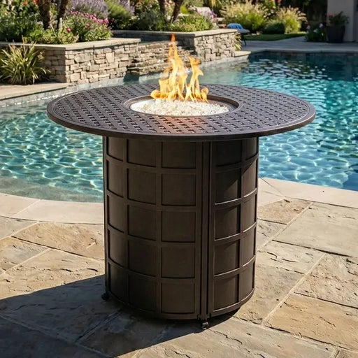 Newport 54" Bar Height Fire Table W/ Lid - The Great Escape