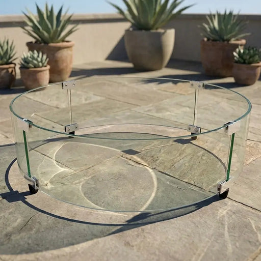 Round Firepit Glass Wind Guard - The Great Escape
