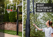 Goalrilla Basketball Hoop Silverback Lifestyle Image Height Adjustability Front 7.5' to 10'- The Great Escape