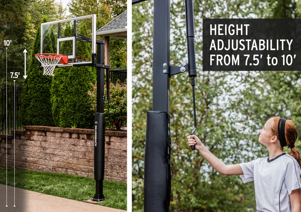 Goalrilla Basketball Hoop Silverback Lifestyle Image Height Adjustability Front 7.5' to 10'- The Great Escape