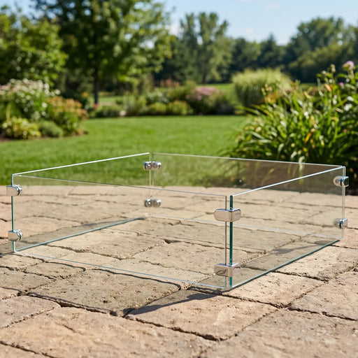 Square Fire Pit Glass Wind Guard - The Great Escape