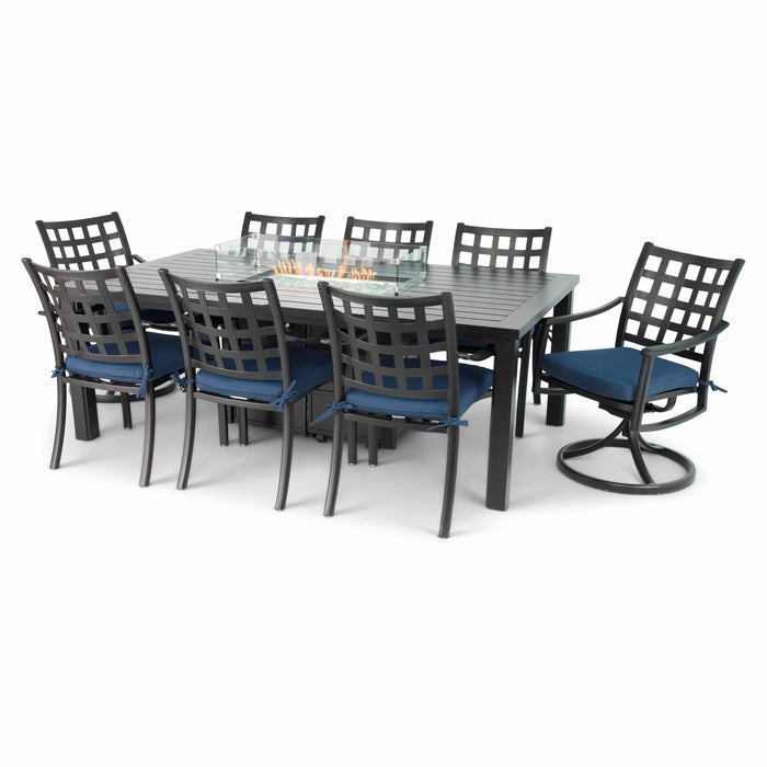 Stratford 9 Piece Dining Firepit Group - The Great Escape