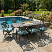 Turin 9 Piece Dining Firepit Group - The Great Escape